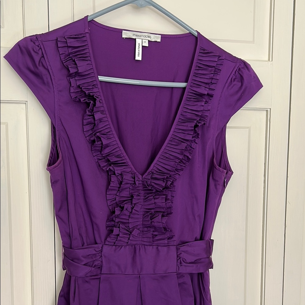 Max & Cleo Plum Ruffle Midi Dress - Picture 13 of 14